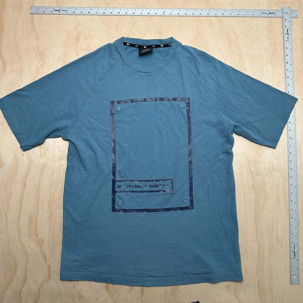 MLB Major League Baseball Graphic Print Short Sleeve T-Shirt Blue Size M (95)